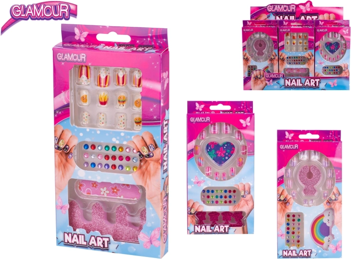 Coffret Glamour d’ongles autocollants pour enfants avec diamants et accessoires