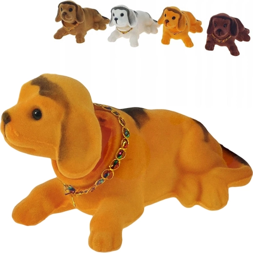 Chien rétro couché avec tête oscillante (plastique avec surface veloutée) - 1 pièce