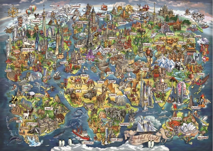 ANATOLIAN Puzzle Carte du monde étonnante 3000 pièces