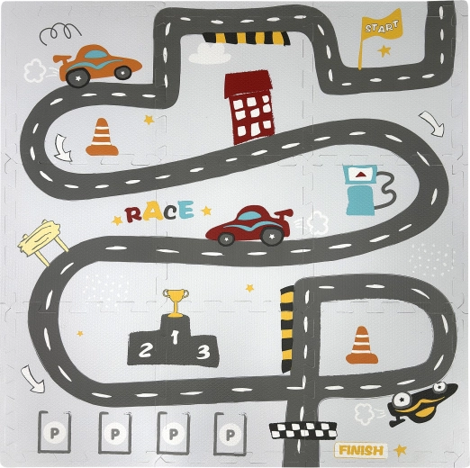 Tapis de sol éducatif en mousse Humbi – puzzle de sol rues et courses, 9 pièces