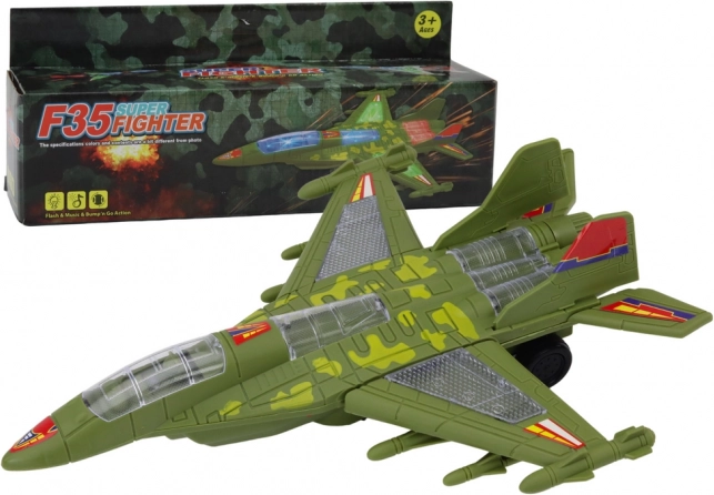 Avion de chasse militaire avec lumières et sons – vert