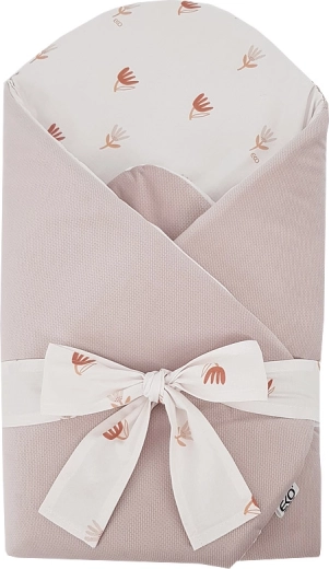 Zavinovačka en coton EKO avec velours et insert en coco Beige Meadow 75 × 75 cm