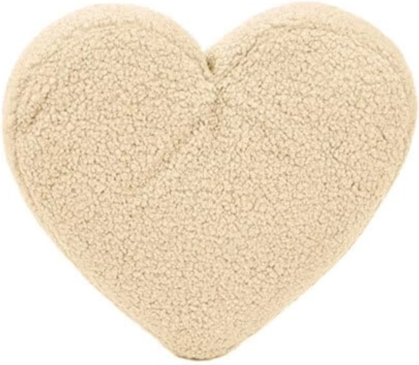 Coussin en peluche Mealini en forme de cœur, crème