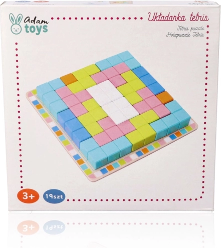 Jeu de puzzle Tetris en bois coloré