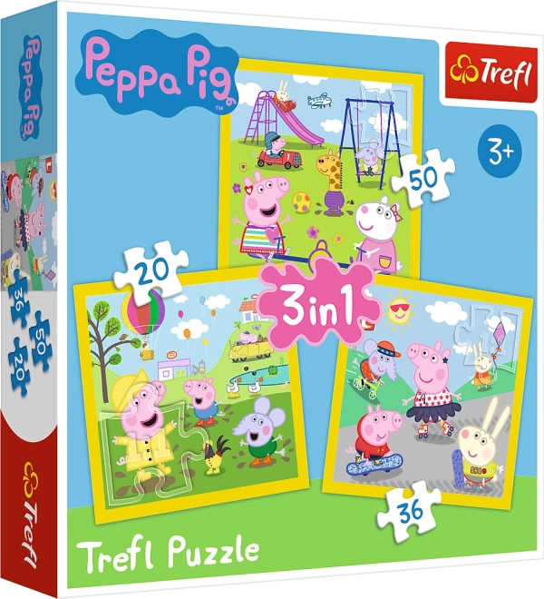 Puzzle 3-en-1 – PEPPA PIG – La joyeuse journée de Peppa