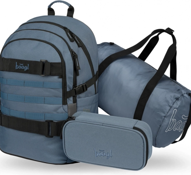Ensemble de sacs scolaires Skate Dust Blue: sac à dos, trousse, sac de sport