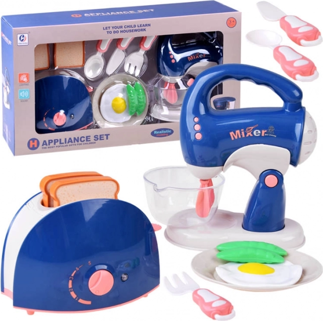 Ensemble cuisine enfant avec mixeur et grille-pain