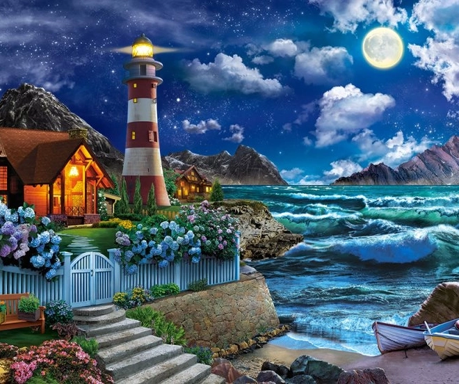 Puzzle 1000 pièces Nuit du Marin, Phare