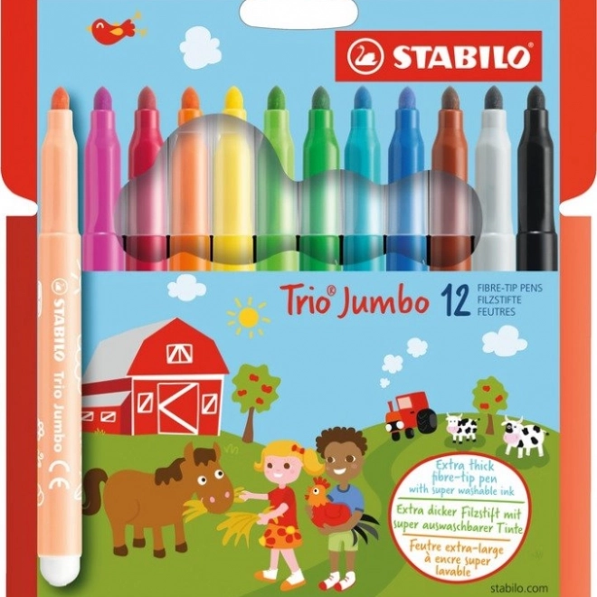 Stabilo Trio Jumbo set de feutres, 12 couleurs