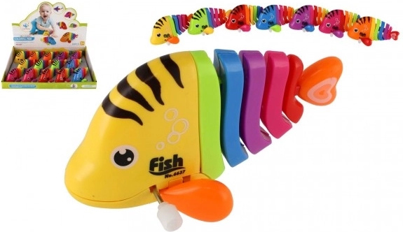 Poisson en plastique coloré à remonter 11 cm