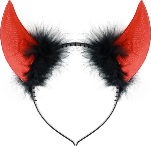 Serre-tête avec cornes de diable et plumes noires