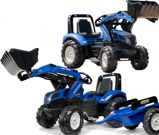 FALK tracteur à pédales avec remorque bleu pour enfants dès 3 ans