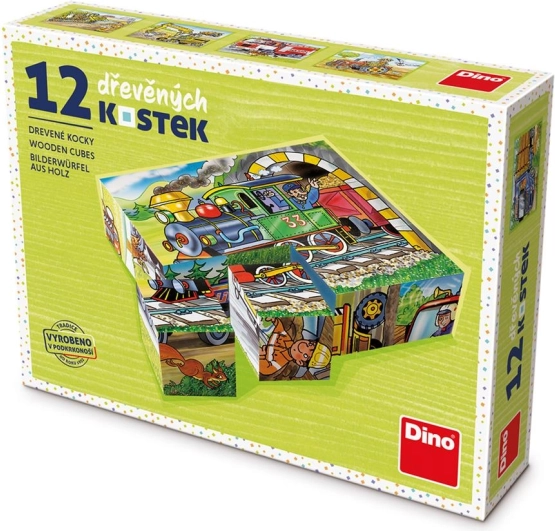 Cubes illustrés pour enfants avec motif de locomotive