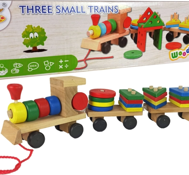 Train en bois avec locomotive et 2 wagons détachables