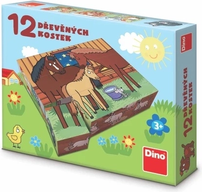 Dino blocs en bois animaux domestiques 12 pièces