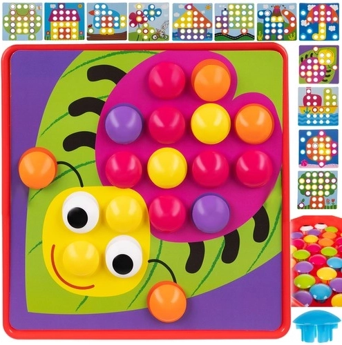 Mosaïque éducative pour enfants avec chevilles colorées