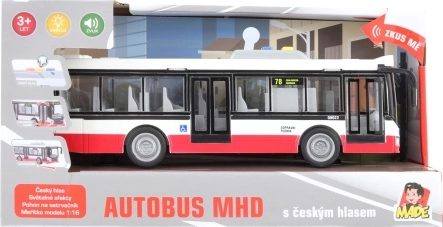 Autobus à friction avec annonces tchèques et éclairages