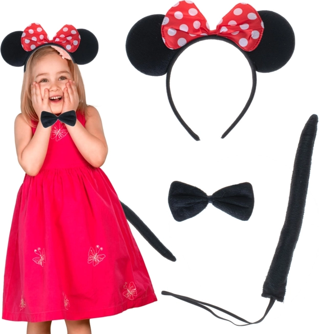 Ensemble de déguisement de souris pour enfants avec serre-tête, nœud et queue