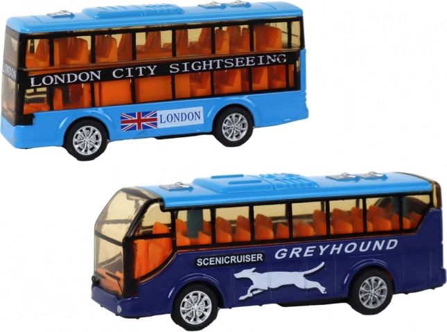 Lot d’autobus colorés à mécanisme à inertie – 4 pièces