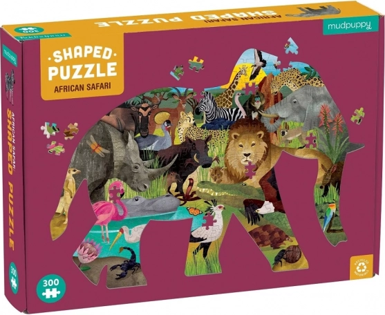 Puzzle Safari africain en forme d'éléphant 300 pièces
