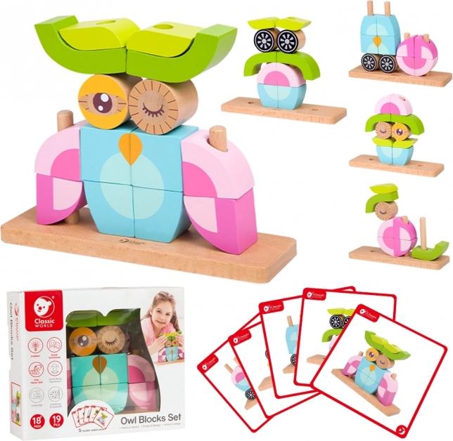 Cubes 3D en bois créatifs Chouette CLASSIC WORLD