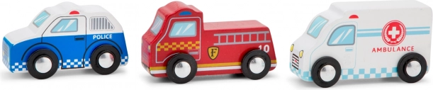 Ensemble de véhicules de secours en bois pour enfants