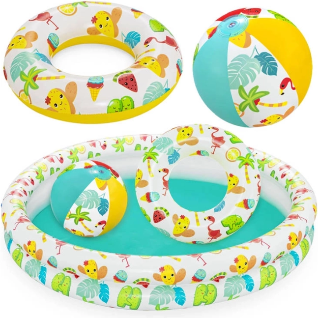 Piscine gonflable pour enfants 3-en-1 avec bouée et ballon BESTWAY 122 cm