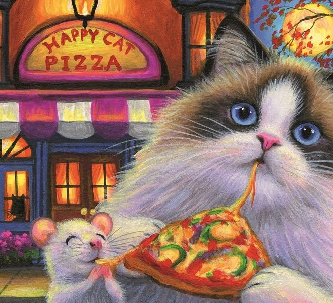 Puzzle pizza pour chats - variété de goûts