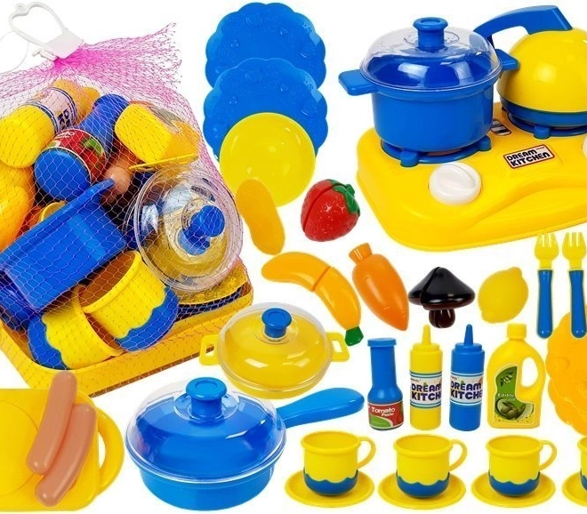 cuisine en plastique pour enfants petit chef – ensemble de vaisselle et d’aliments