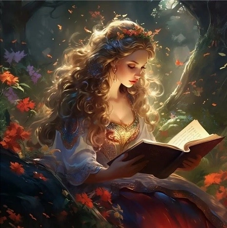 Mosaïque en diamant - princesse avec livre