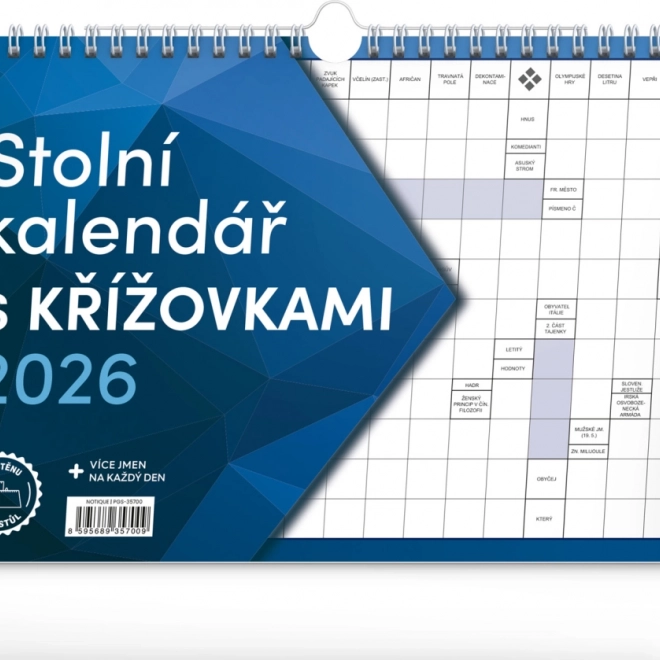 Calendrier de bureau avec mots croisés 2026