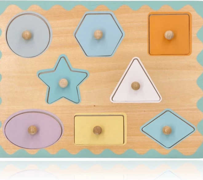 Puzzle à encastrer en bois avec poignées – formes