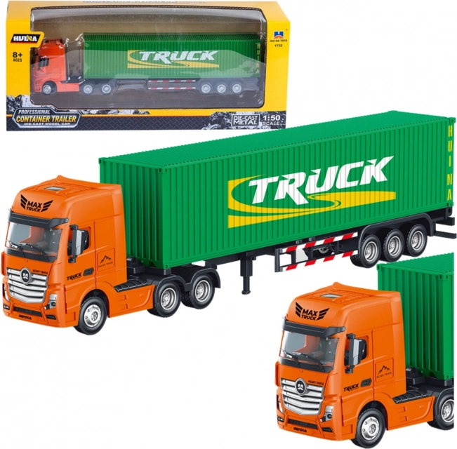 Camion avec remorque conteneur Huina vert 1:50