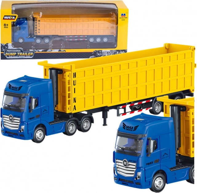 Camion à benne métallique jaune Huina 1:50