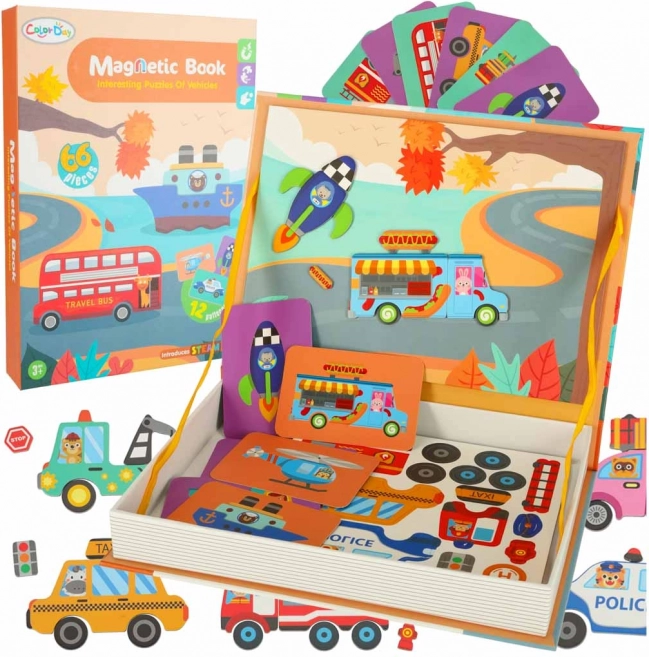 Livre magnétique – puzzle à assembler avec des moyens de transport