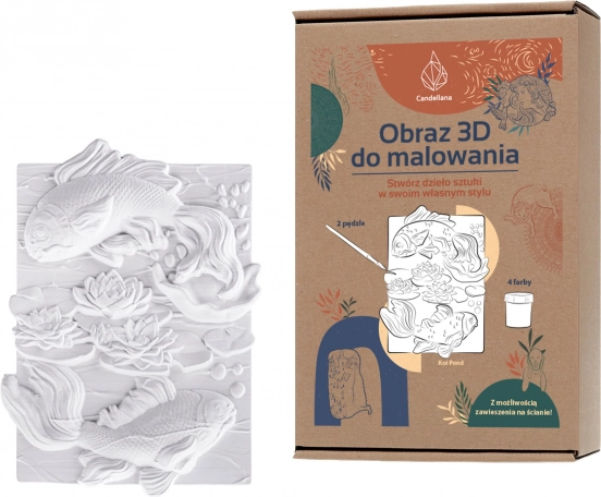 CANDELLANA Livre de coloriage en plâtre Peinture 3D set de peintures et pinceaux – poisson
