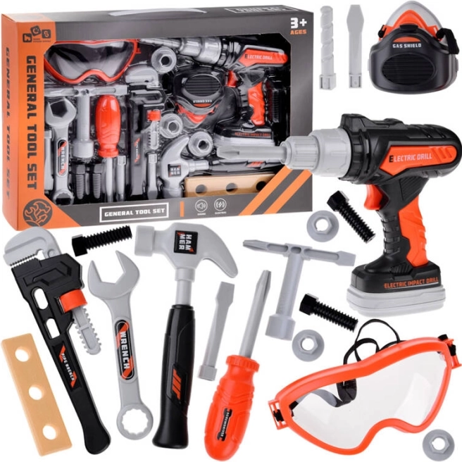 Grande trousse pour petits bricoleurs avec perceuse, marteau et clé