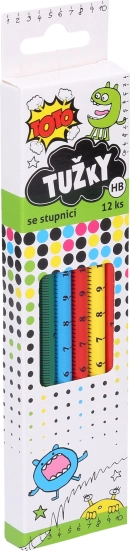 Crayon en bois HB avec règle de 16 cm TOTO, lot de 12 pièces