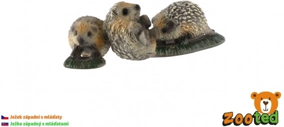Figurine décorative famille de hérissons en plastique 8 cm