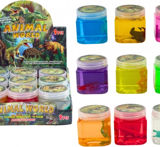 Glutek Slime avec figurines d'animaux 150 g de différentes couleurs