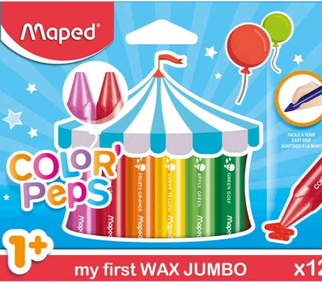 Crayons de cire pour tout-petits 1+ MAPED, 12 couleurs