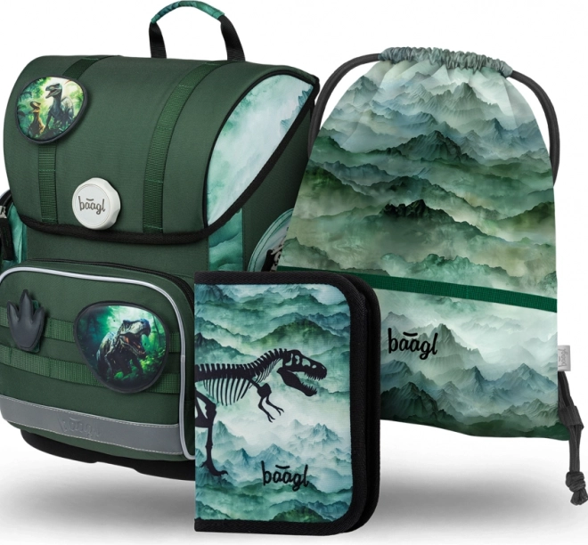 Ensemble scolaire Baagl Ergo Dino: cartable, trousse et sac