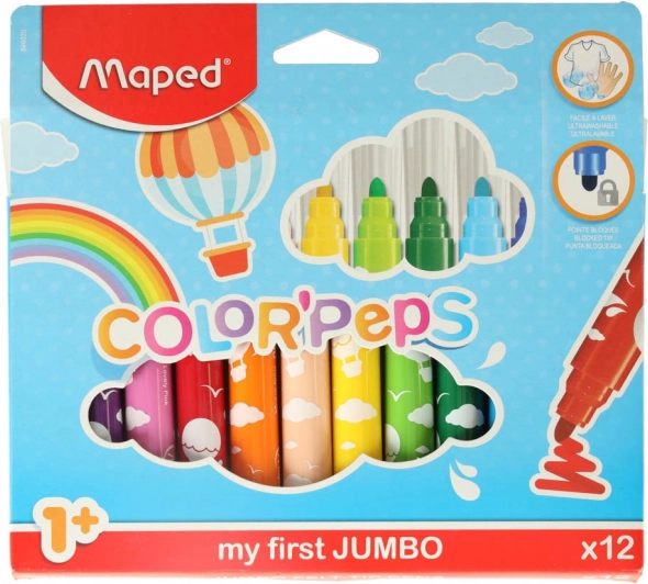 Feutres pour tout-petits 1+ MAPED Color’Peps Early Age, 12 couleurs