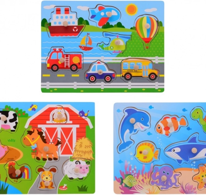Puzzle en bois avec poignée pour tout-petits