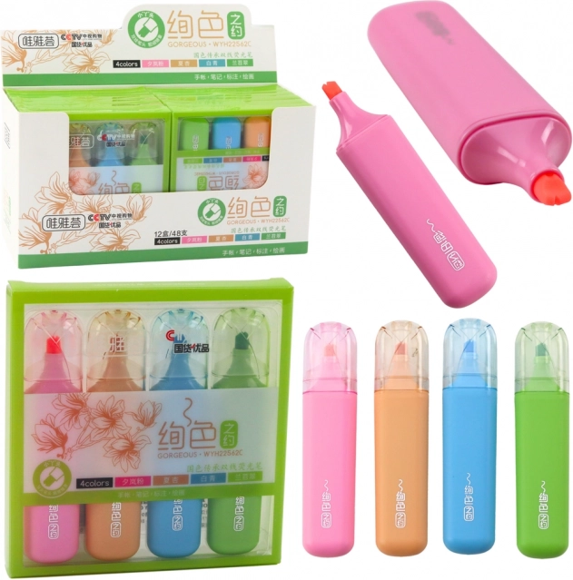 Ensemble de surligneurs colorés à double pointe, 4 pcs