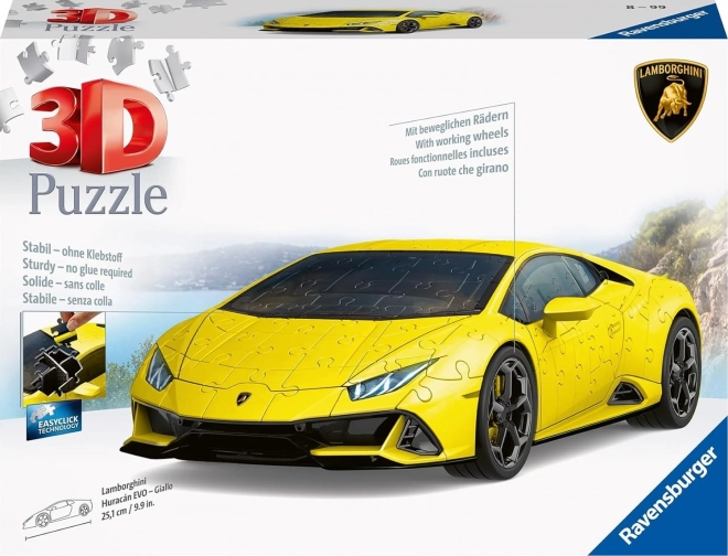Modèle de puzzle 3D Lamborghini Huracán Evo jaune de Ravensburger