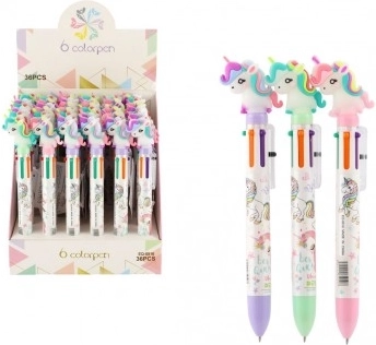 Stylo multicolore avec licorne 6-en-1