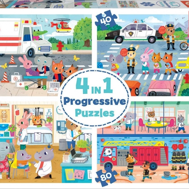 Puzzle Héros en action 4 en 1 par EDUCA (20,40,60,80 pièces)