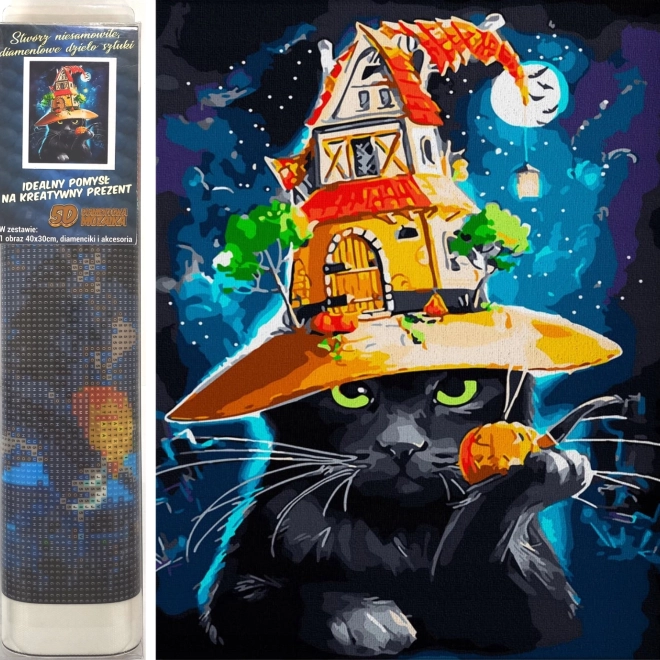 Peinture au diamant Chat d'Halloween 30x40cm