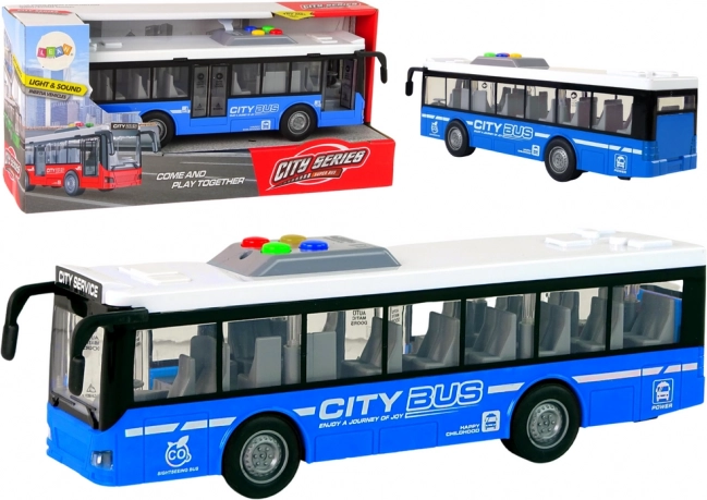 Autobus interactif à batterie avec éclairage et sons bleu 1:16